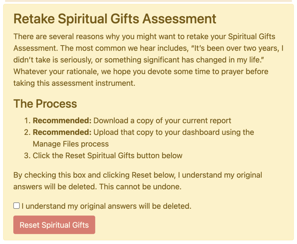 Screenshot for Retake Spiritual Gifts Assessment